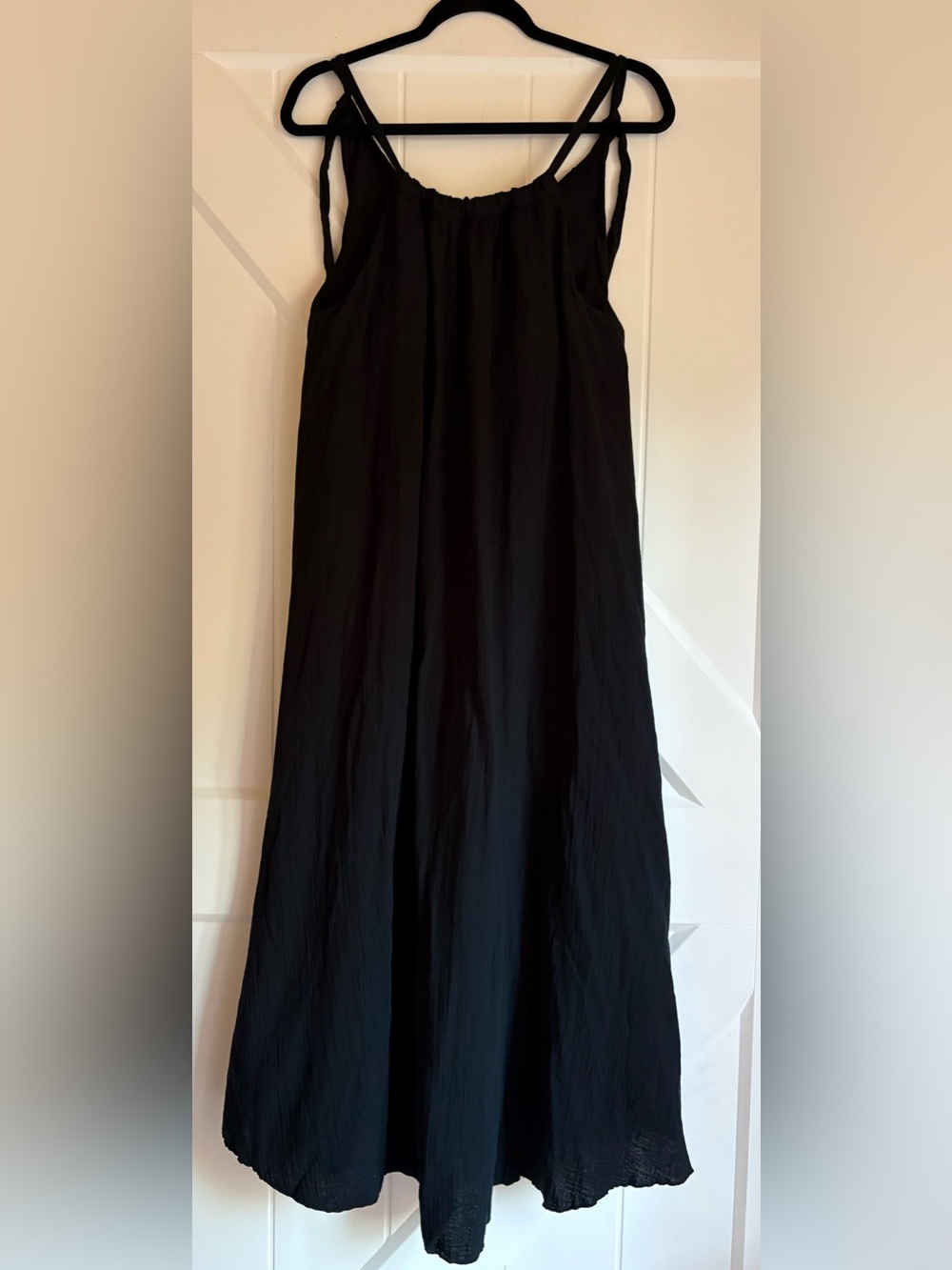 SheBird Black Gauze Maxi Dress Pockets Sz 6